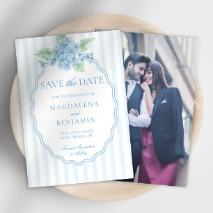 Elegant Victorian Blue Hydrangea Photo Bröllop Spara Datumet