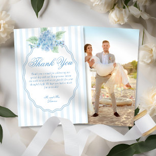 Elegant Victorian Blue Hydrangea Photo Bröllop Tack Kort