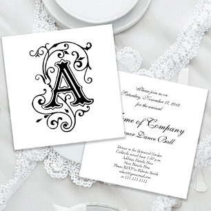 Elegant Victorian Brev A Monogram Inbjudningar