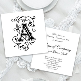 Elegant Victorian Brev A Monogram Inbjudningar
