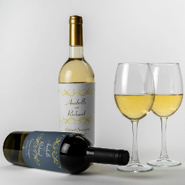 Elegant Victorian Bröllop Flaska Favor Vinflaska Etikett