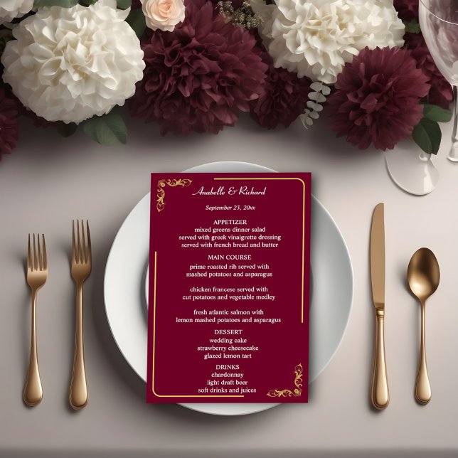 Elegant Victorian Bröllop Menu Budget (Skapare uppladdad)