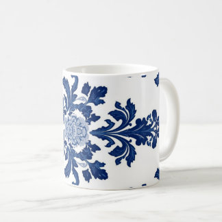Elegant Victorian Damask Flower Pattern Navy Blue Kaffemugg