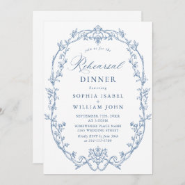 Elegant Victorian Dusty Blue Rehearsal Dinner Inbjudningar