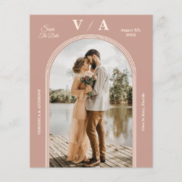 Elegant Victorian Dusty Rosa Bröllop Spara Dat Flygblad