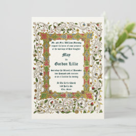 Elegant Victorian Era 1883 Medieval Stil Bröllop Inbjudningar