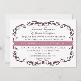 Elegant Victorian Flourish Filigree White Bröllop Inbjudningar