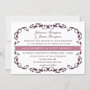 Elegant Victorian Flourish Filigree White Bröllop Inbjudningar