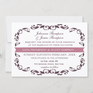 Elegant Victorian Flourish Filigree White Bröllop Inbjudningar
