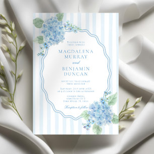 Elegant Victorian Garden Blue Hydrangea Bröllop Inbjudningar