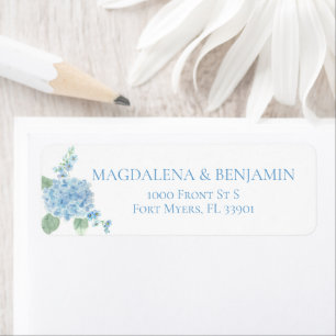 Elegant Victorian Garden Blue Hydrangea Bröllop Returadress Etikett