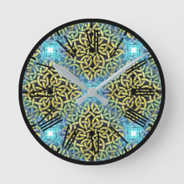 Elegant Victorian Golden Trim Aqua - bakgrund Rund Klocka