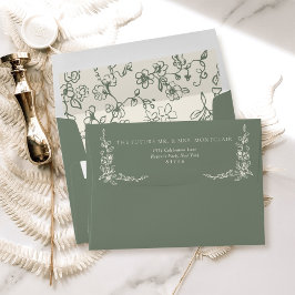 Elegant Victorian Green Wedding Return Address