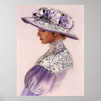 Elegant Victorian Lavender Dam dekorkonst poster