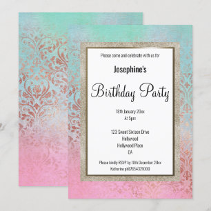 ELEGANT VICTORIAN MARBLE BIRTHDAY INBJUDNINGAR