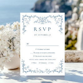 Elegant Victorian Ornate Blommigt Dusty Blue Bröll OSA Kort