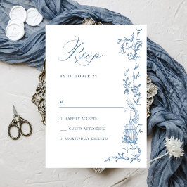 Elegant Victorian Ornate Blommigt Dusty Blue Bröll OSA Kort
