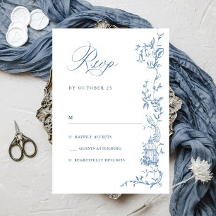 Elegant Victorian Ornate Blommigt Dusty Blue Bröll OSA Kort
