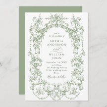 Elegant Victorian Ornate Blommigt Sage Grönt Bröll