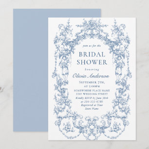 Elegant Victorian Ornate Dusty Blue-Möhippa Inbjudningar