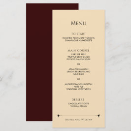 Elegant Victorian Red Gold Wedding Menu Meny