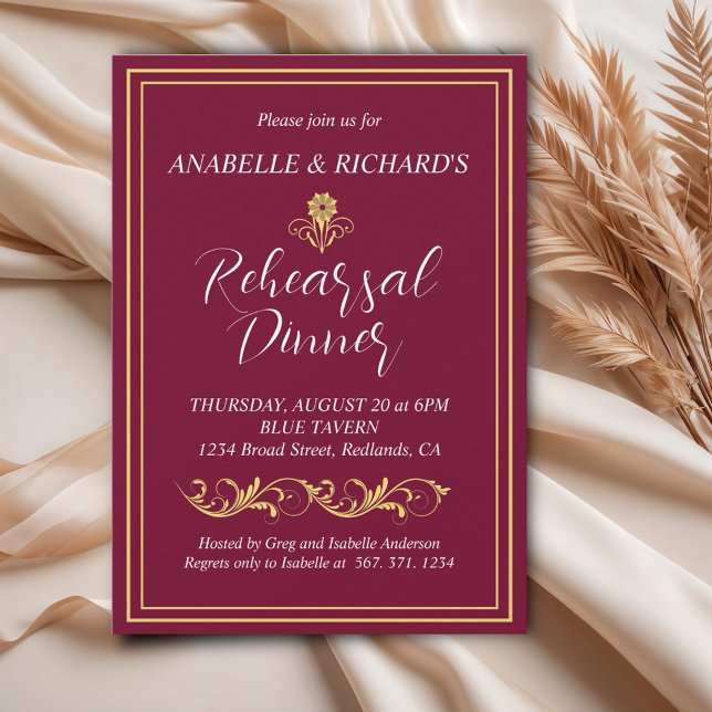 Elegant Victorian Rehearsal Middag Inbjudningar (Skapare uppladdad)