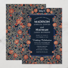 Elegant Victorian Ro Gold Foil Bröllop Inbjudningar