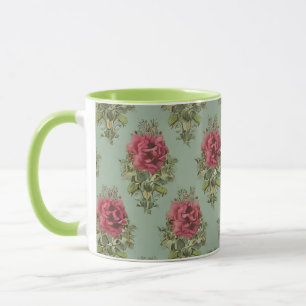 Elegant Victorian Röd ros Mönster Mugg