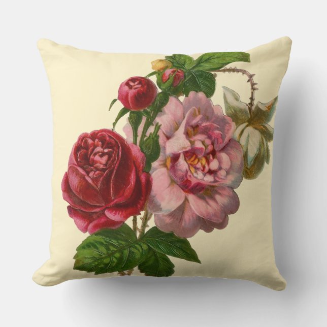 Elegant Victorian Rosor Kudde (Framsida)