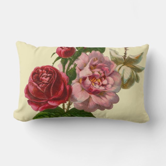 Elegant Victorian Rosor Lumbarkudde (Framsida)