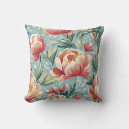 Elegant Victorian Stil Blommigt Peonies Tulips Kudde