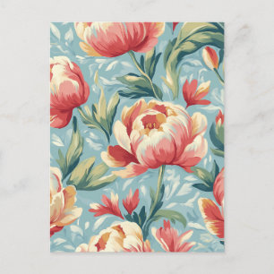 Elegant Victorian Stil Blommigt Peonies Tulips Vykort