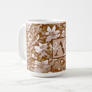 Elegant victorian teracotta boho vit blommigt kaffemugg