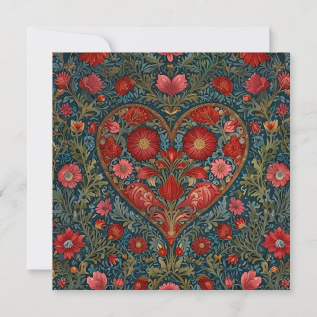 Elegant Victorian Valentines Day heart design Inbjudningar (Framsida)