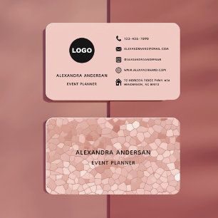 Elegant vid Abstrakten Rosa ros vid Guld vid Mönst Visitkort