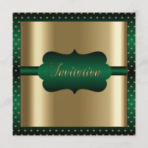 Elegant Vid Alla Tillfällen Grönt och Guld Inbjudningar