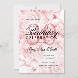 Elegant vid Blommigten Party vid Ro vid Guld vid 3 Inbjudningar