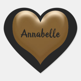 Elegant vid namn Hjärtat i Guld Sticker Hjärtformat Klistermärke