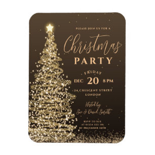 Elegant vid Party vid Helgdag vid Guld vid Julgran Magnet