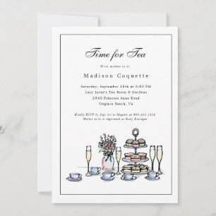 Elegant vid tidpunkten för tea Baby Shower Inbjudningar