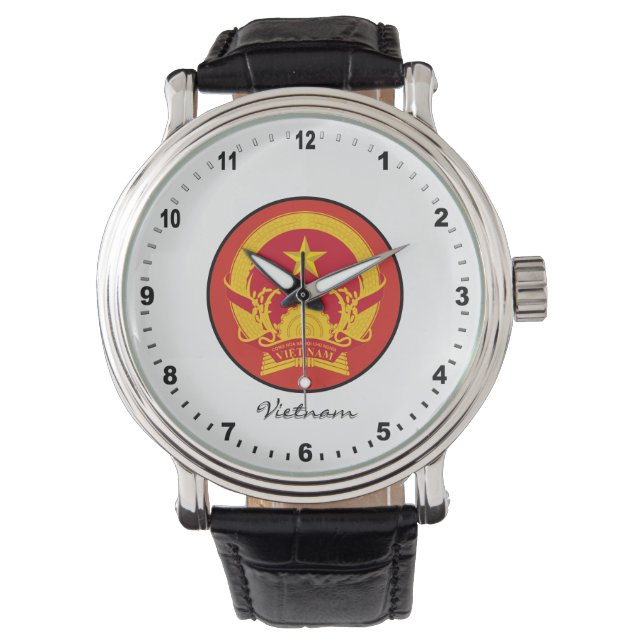 Elegant Vietnam Watch & Vietnam Flagga/Hanoi Armbandsur (Framsida)