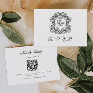Elegant vigelits-QR-kod med monogrammets vapensköl OSA Kort