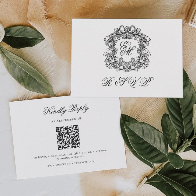 Elegant vigelits-QR-kod med monogrammets vapensköl OSA Kort (Skapare uppladdad)
