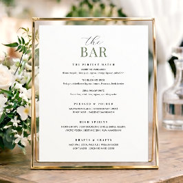 Elegant vigestavla för bar Chic minimalistisk grön Poster