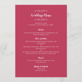 Elegant vigsel kalligrafi magenta middagsgäst meny