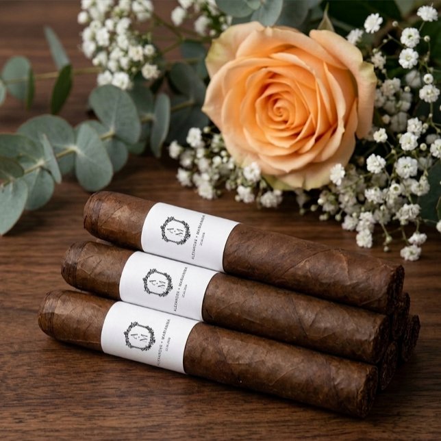 Elegant vigselmonogram på cigarrbandsetikett returadress etikett (Skapare uppladdad)