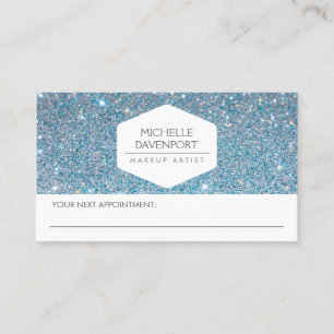 ELEGANT VIITE EMBLEM BLUE GLITTER APPOINTMENT CARD TIDSBESTÄLLNING KORT