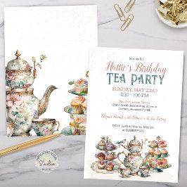 Elegant Viktorian Birthday Tea Party-inbjudan Inbjudningar