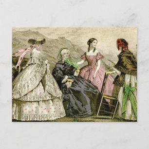 Elegant Viktorian Era Dam Mode Plate Vykort