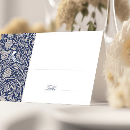Elegant Viktorian Navy Bröllop Place Card Kort
